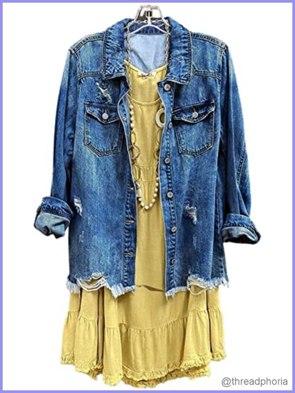 Womens Casual Distressed Long Sleeve Button Down Ripped Denim Jacket Jean Coat